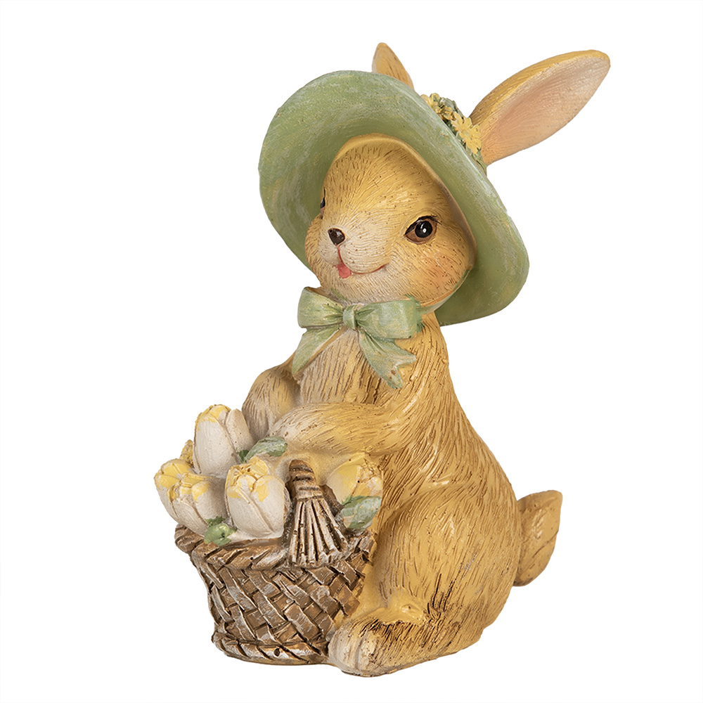 Clayre & Eef Beeld Konijn 11 cm Bruin Groen Polyresin afbeelding 1