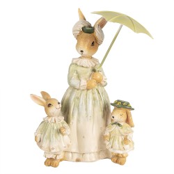 Clayre & Eef Figurine Rabbit 21 cm Brown Green Polyresin
