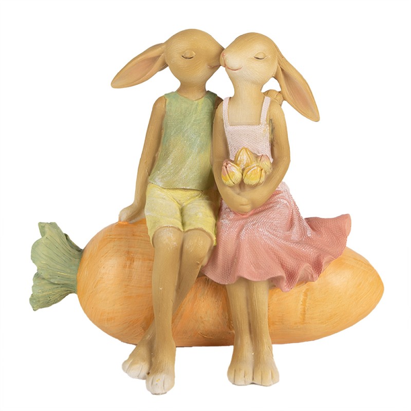 Clayre & Eef Figurine Lapin 17x10x15 cm Marron Polyrésine