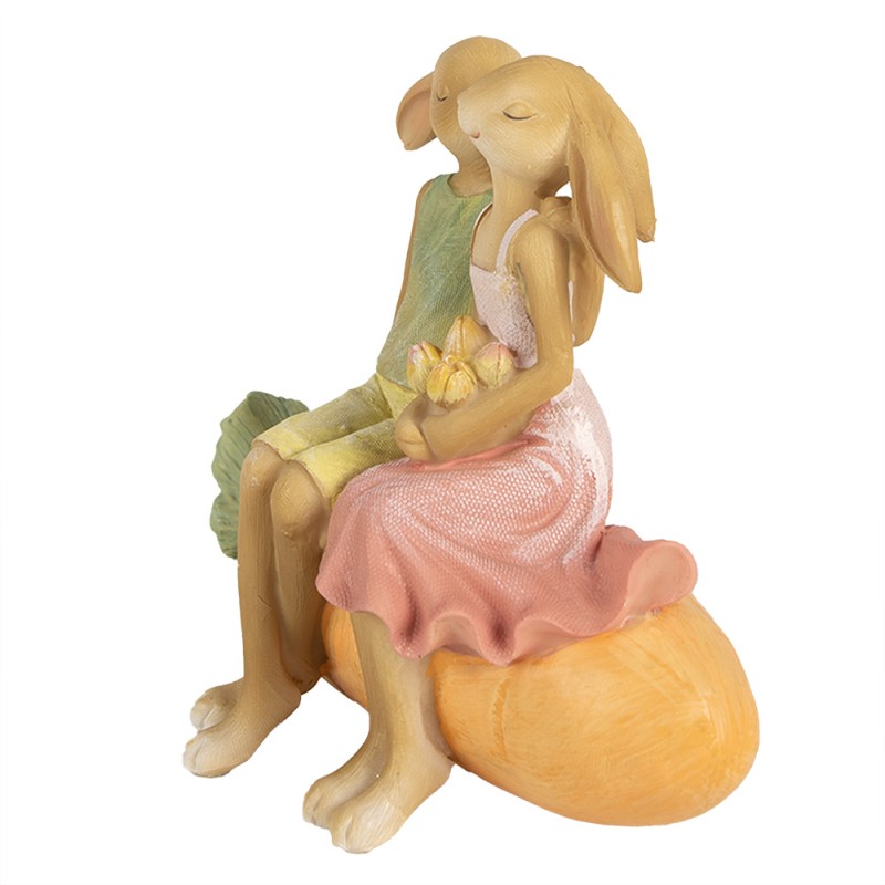 Clayre & Eef Figurine Lapin 17x10x15 cm Marron Polyrésine
