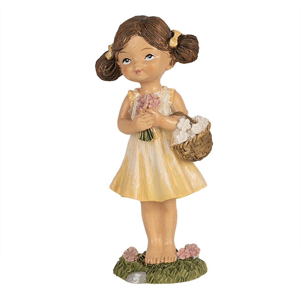 Clayre&Eef Beeld Meisje 13 cm Geel Polyresin afbeelding