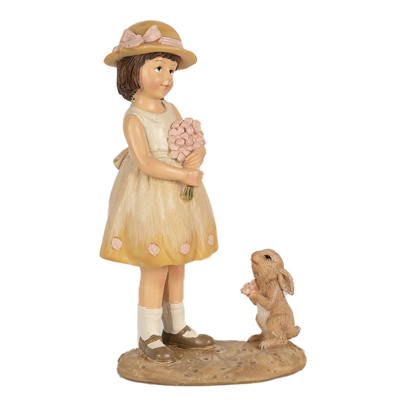 Clayre & Eef Statuetta Ragazza 15 cm Beige Poliresina
