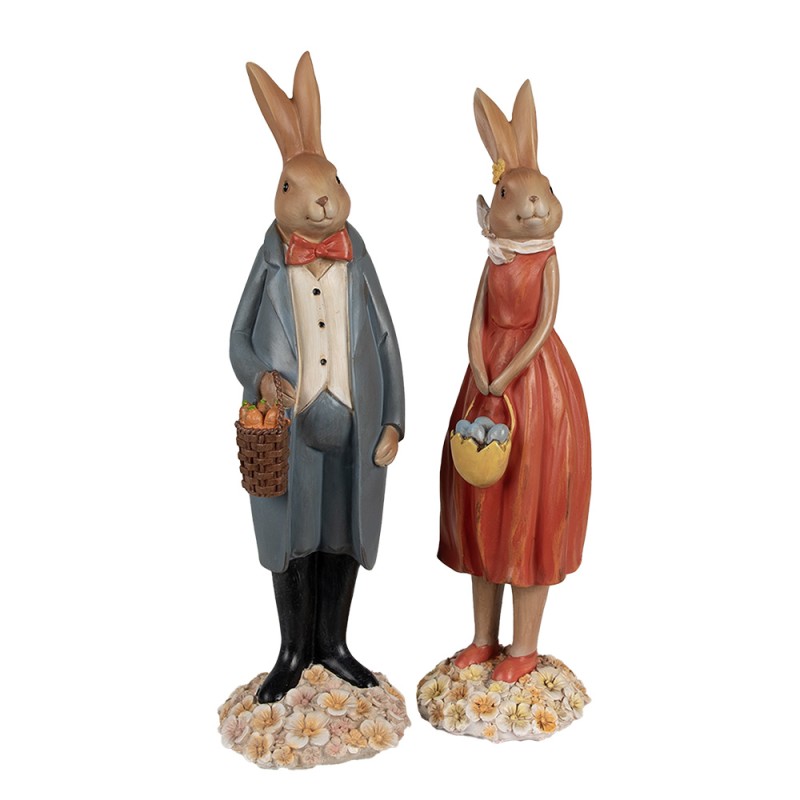 Clayre & Eef Figurine Rabbit 34 cm Brown Blue Polyresin
