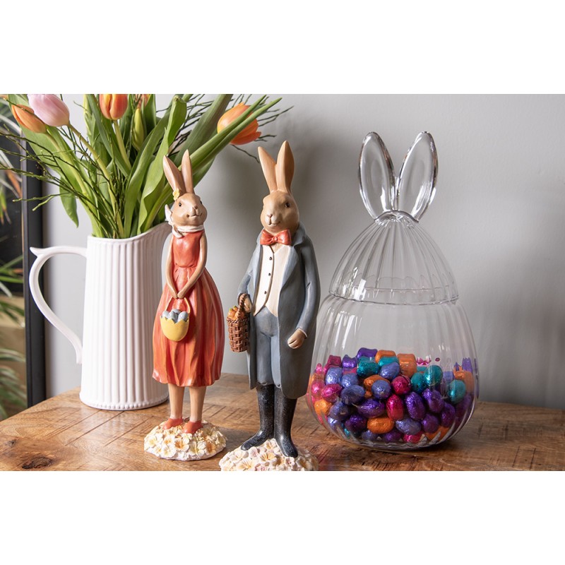Clayre & Eef Figurine Rabbit 34 cm Brown Blue Polyresin