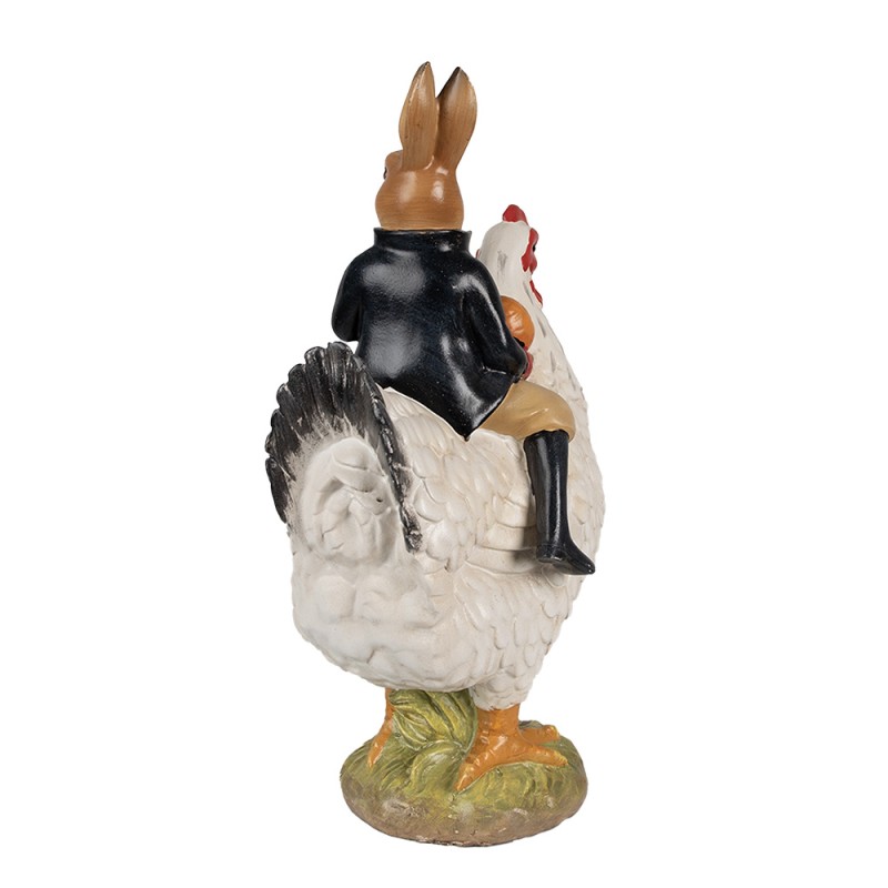 Clayre & Eef Figurine Poulet 35 cm Blanc Polyrésine