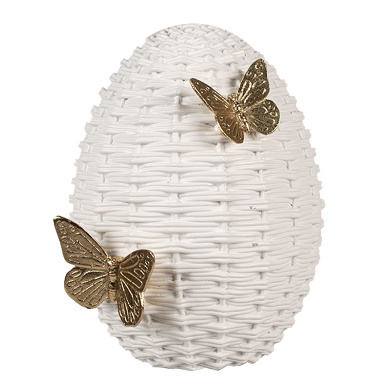 Clayre & Eef Figurine Œuf 20 cm Blanc Polyrésine