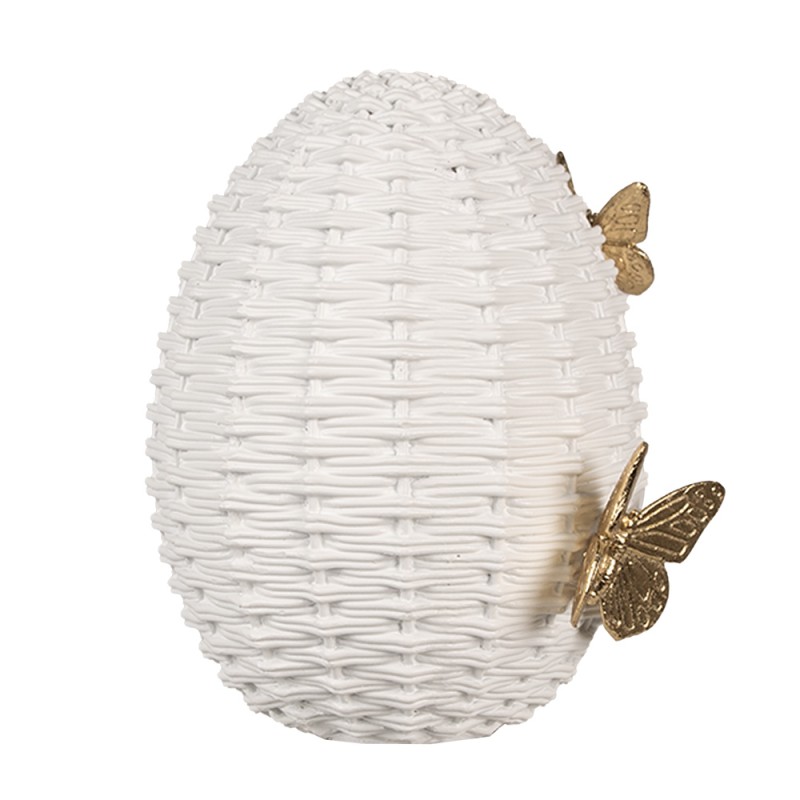 Clayre & Eef Figurine Œuf 20 cm Blanc Polyrésine