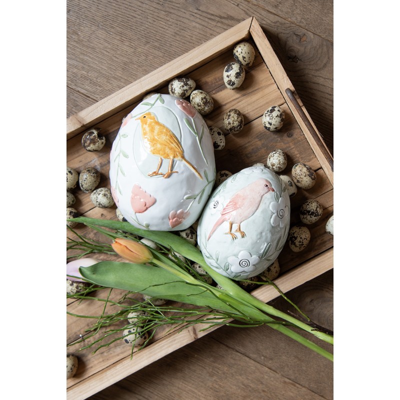Clayre & Eef Beeld Ei 16 cm Wit Polyresin