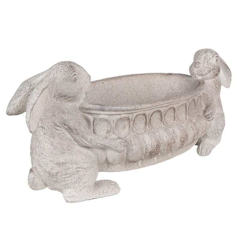 Clayre & Eef Pot de fleurs 43x18x19 cm Gris Polyrésine Lapins