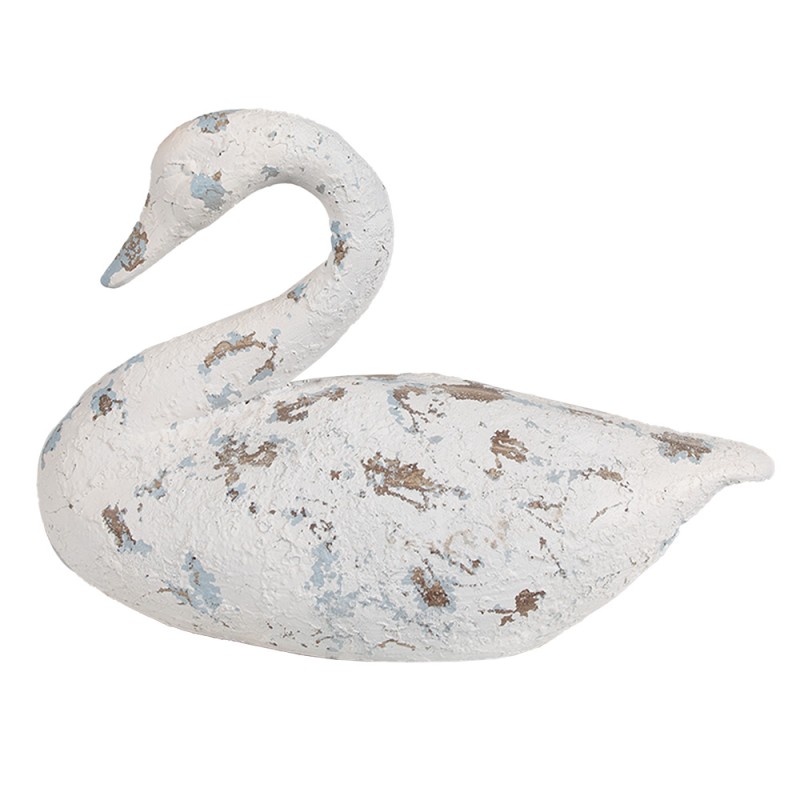 Clayre & Eef Decoratie Beeld Zwaan 32x14x22 cm Wit Bruin Polyresin