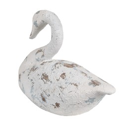 Clayre & Eef Decoratie Beeld Zwaan 32x14x22 cm Wit Bruin Polyresin