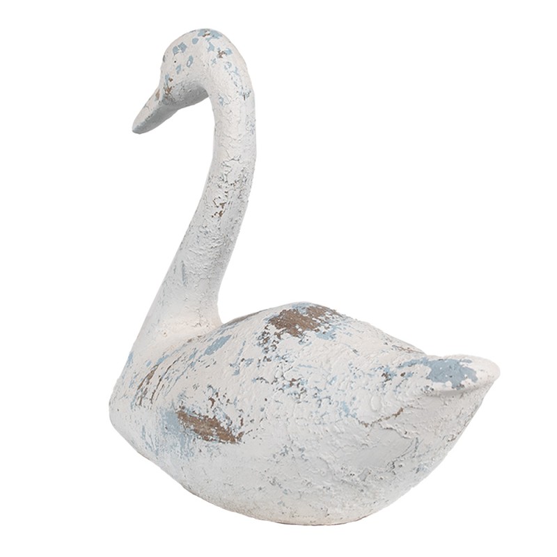 Clayre & Eef Figurine décorative Cygne 33x16x28 cm Blanc Marron Polyrésine