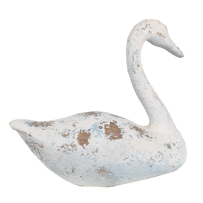 Clayre & Eef Figurine décorative Cygne 33x16x28 cm Blanc Marron Polyrésine