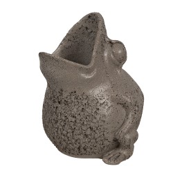 Clayre & Eef Bloempot Kikker 19x18x23 cm Grijs Polyresin