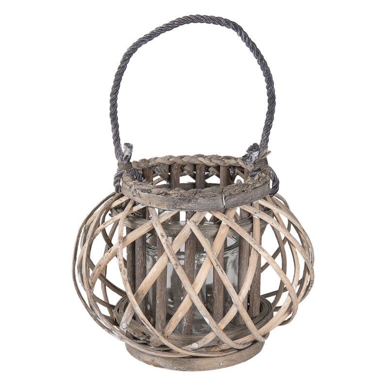 Clayre & Eef Windlicht Ø 28x20 cm Grau Holz