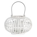 Clayre & Eef Lanterne Ø 34x21 cm Blanc Bois Verre Rond