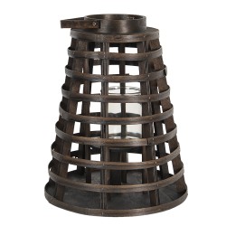 Clayre & Eef Lanterne Ø 32x40 cm Marron Bois Verre Rond