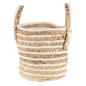Clayre & Eef Opbergmand Set van 3  Ø21x20 cm Beige Bruin Zeegras Rond
