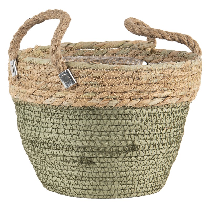 Clayre & Eef Cesto per riporre set di 3 Ø 24 Ø 22 Ø 17 cm Marrone Bianco  Zostera Rotondo