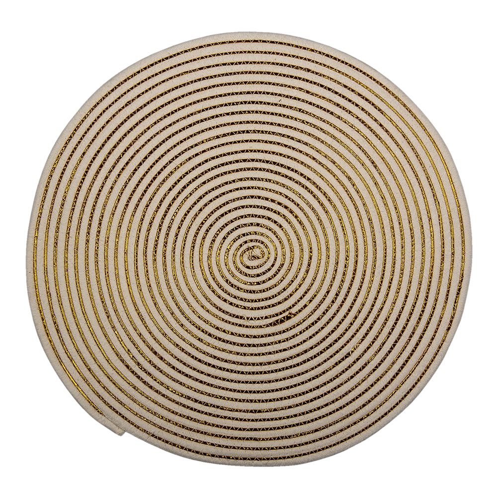 Clayre&Eef Placemat RietØ 51x1 cm Wit Geel Jute Cirkel afbeelding