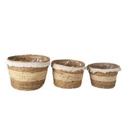 Clayre & Eef Storage Basket Set of 3 Ø 32 Ø 28 Ø 24 cm Brown Straw Round