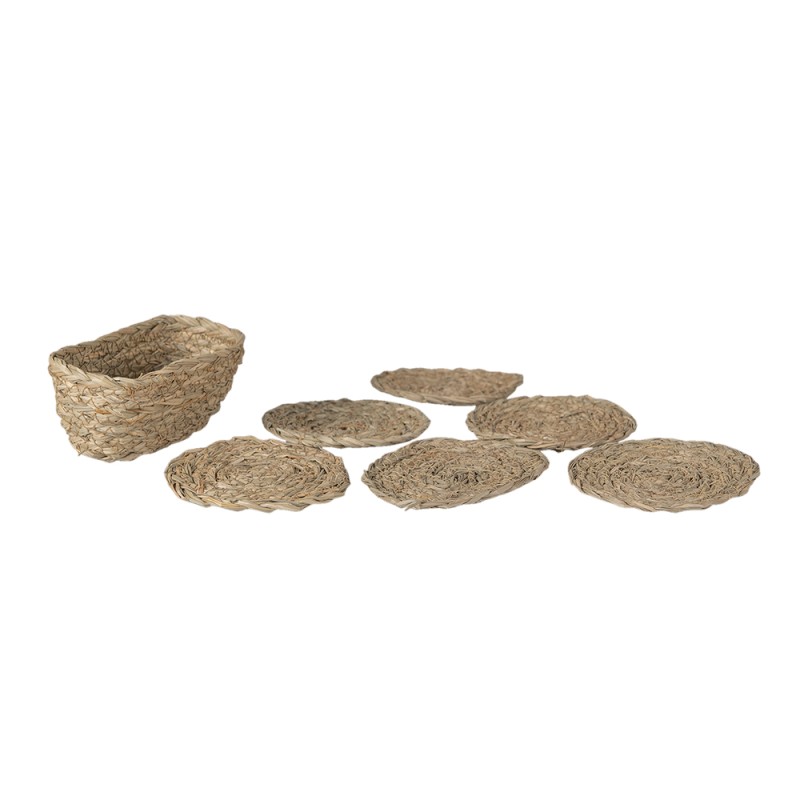 Clayre & Eef Untersetzer für Gläser Ø 12 cm Braun Seegras Rund