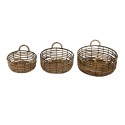 Clayre & Eef Cesto per riporre set di 3 Ø 39 Ø 34 Ø 29 cm Marrone Rattan Ferro