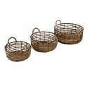 Clayre & Eef Cesto per riporre set di 3 Ø 39 Ø 34 Ø 29 cm Marrone Rattan Ferro
