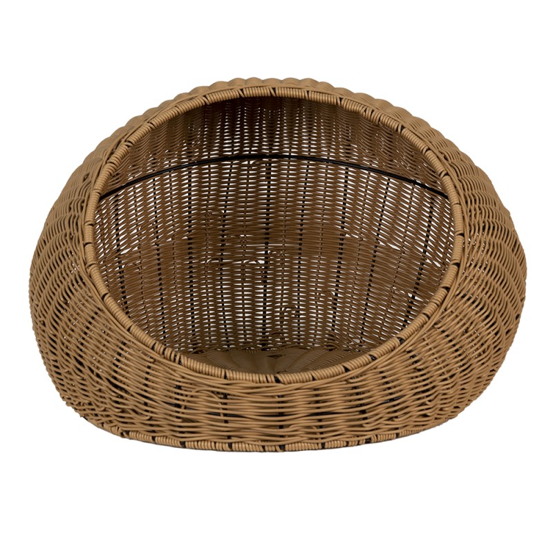 Clayre & Eef Casa dei gatti Ø 47x30 cm Marrone Beige Rattan  Rotondo