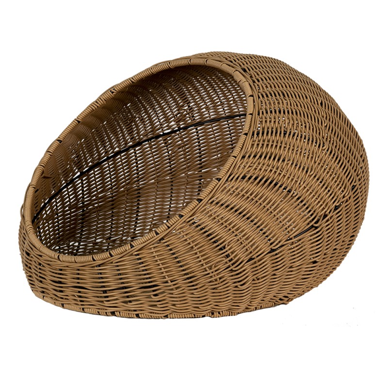 Clayre & Eef Casa dei gatti Ø 47x30 cm Marrone Beige Rattan  Rotondo