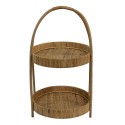 Clayre & Eef Porta pasticceria a 2 piani Ø 30x54 cm Marrone Rattan  Rotondo