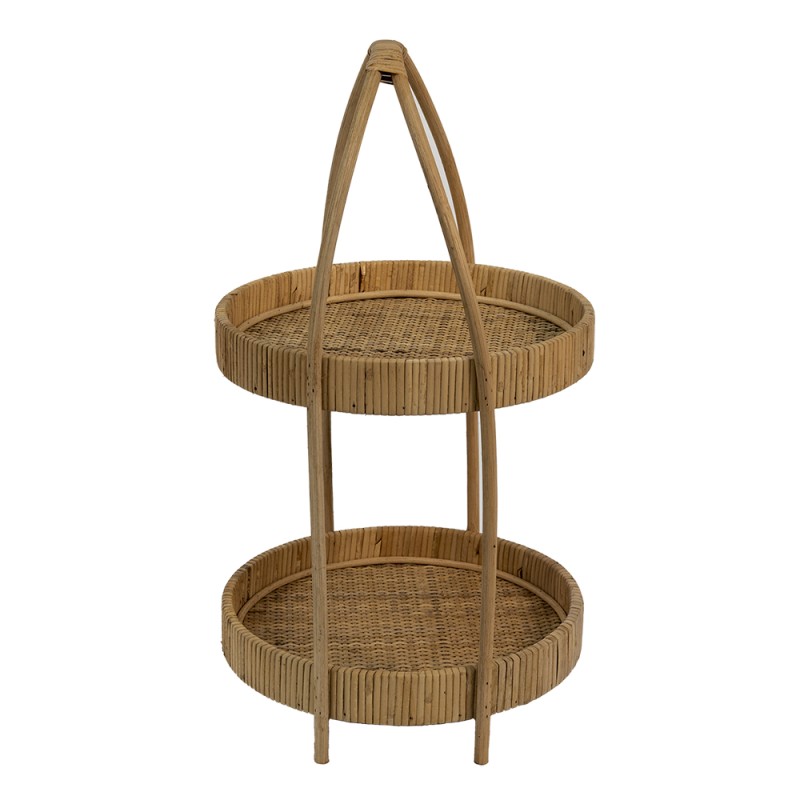 Clayre & Eef Porta pasticceria a 2 piani Ø 30x54 cm Marrone Rattan  Rotondo