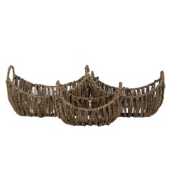 Clayre & Eef Storage Basket Set of 3 Ø 30x22x18 cm Brown Rattan Oval