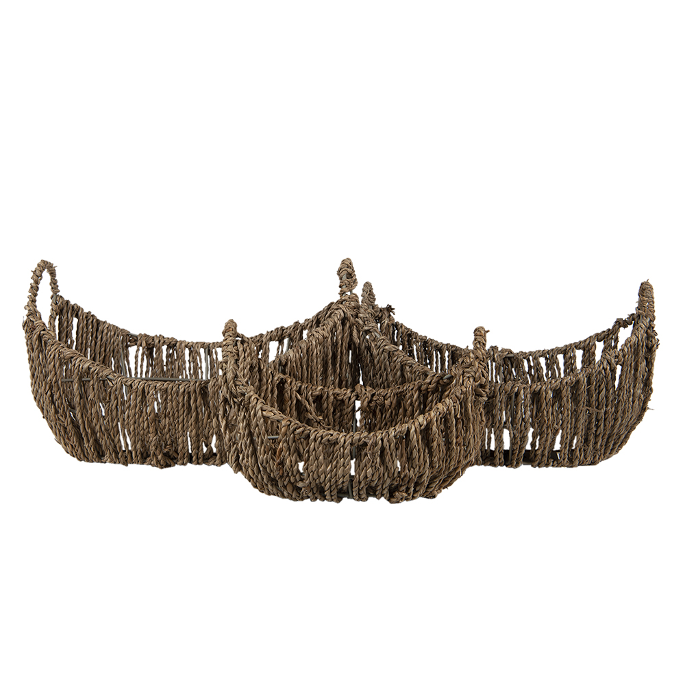 Opbergmand Set Van 3 Ø 30X22X18 Cm Bruin Rotan-image