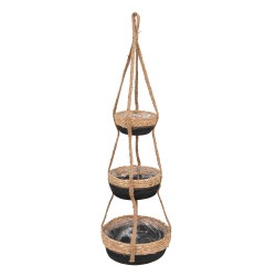 Clayre & Eef Plantenhanger  Ø 24x83 cm Bruin Zwart Zeegras Rond