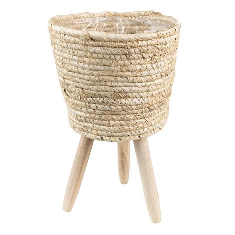 Clayre & Eef Pot de fleurs Ø 22x33 cm Marron Beige Zostère Rond