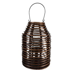 Clayre & Eef Wind Light Ø 25x35 cm Brown Wood Glass Round