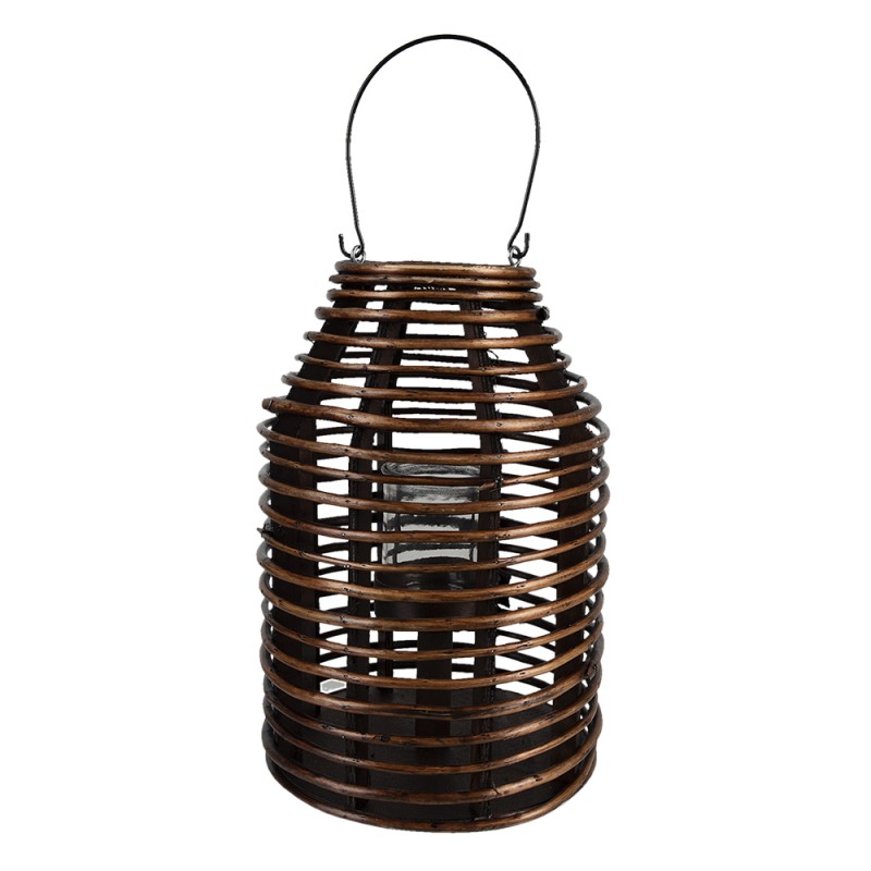 Clayre & Eef Wind Light Ø 25x35 cm Brown Wood Glass Round