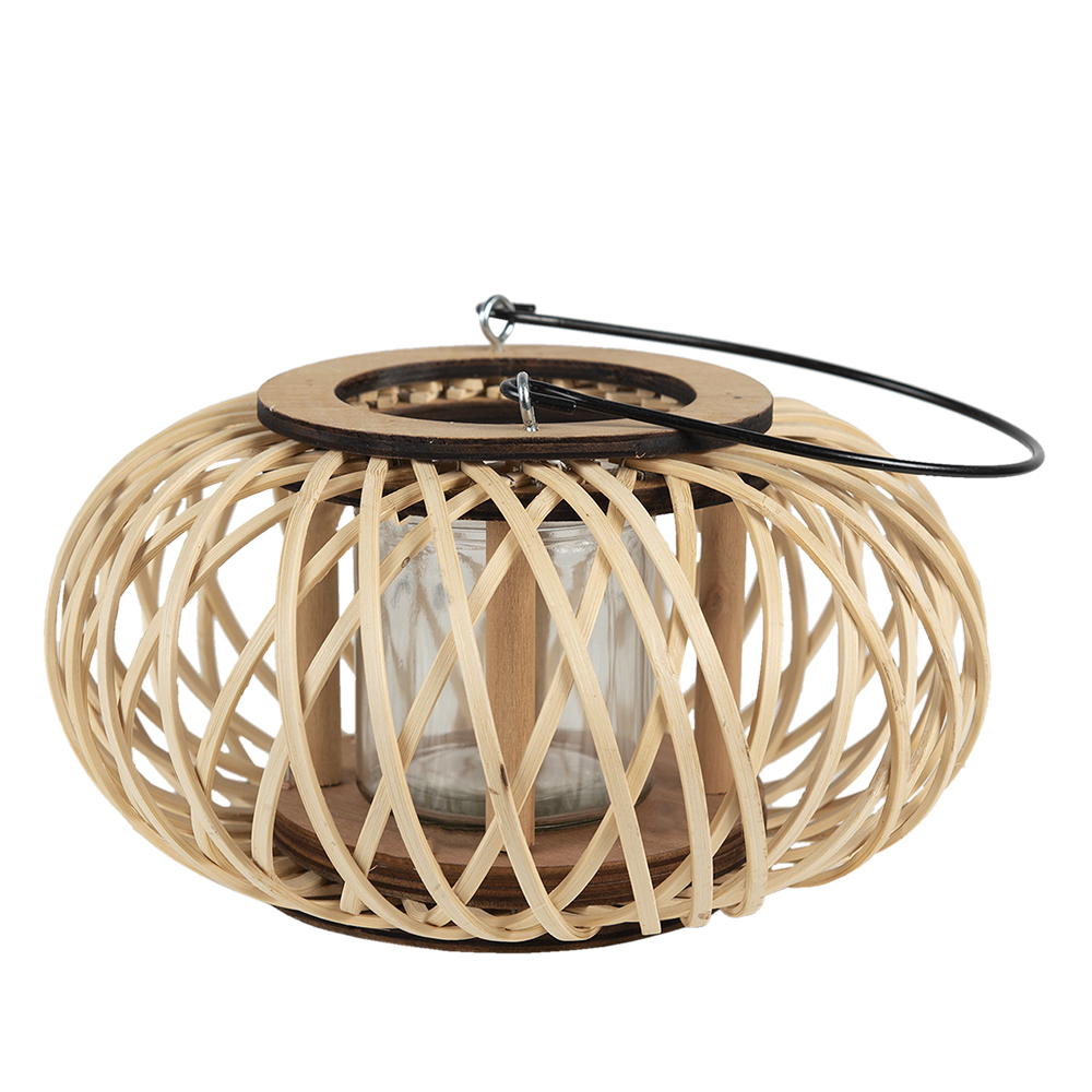 Windlicht Ø 23X12 Cm Beige Bamboe-image