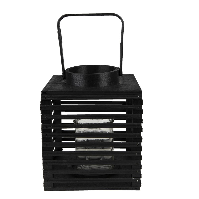 Clayre & Eef Lanterne 17x17x20 cm Noir Bambou Carré