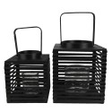 Clayre & Eef Lanterne 17x17x20 cm Noir Bambou Carré