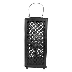 Clayre & Eef Windlicht 21x21x50 cm Schwarz Bambus