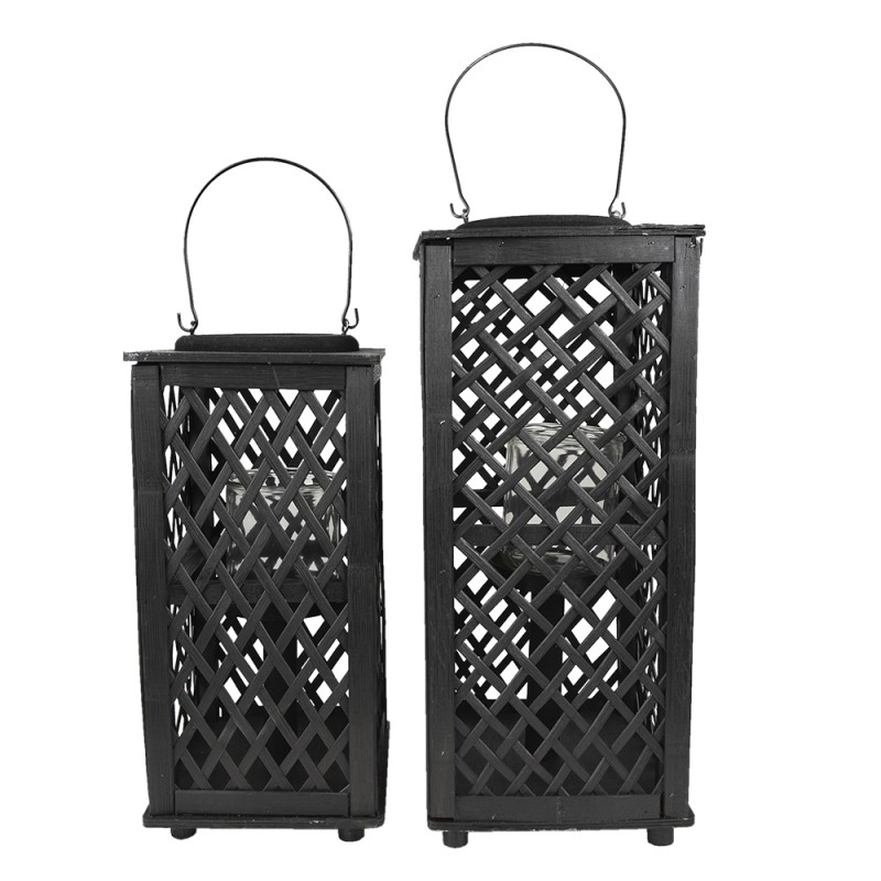 Clayre & Eef Lanterna 19x19x40 cm Nero Bambù Rettangolo