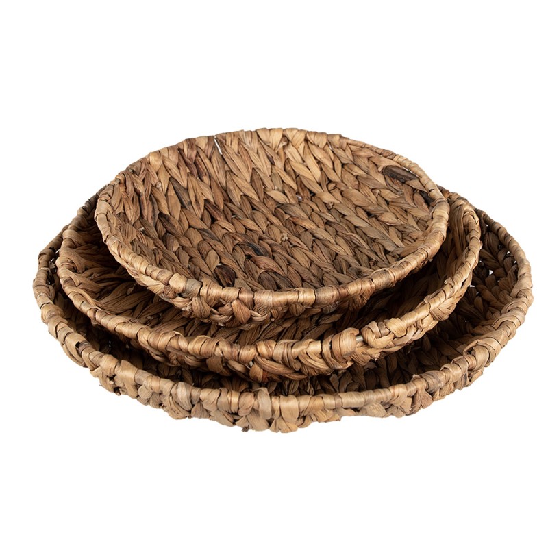 Clayre & Eef Storage Basket Set of 3 Ø 40 cm Brown Rattan Round