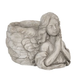 Clayre & Eef Pot de fleurs Ange 16x13x12 cm Gris Pierre Rond
