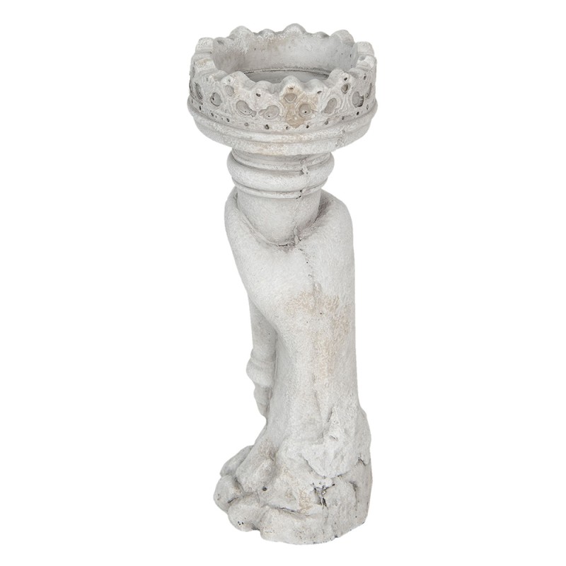 Clayre & Eef Candle holder 12x10x27 cm Grey Stone Hand