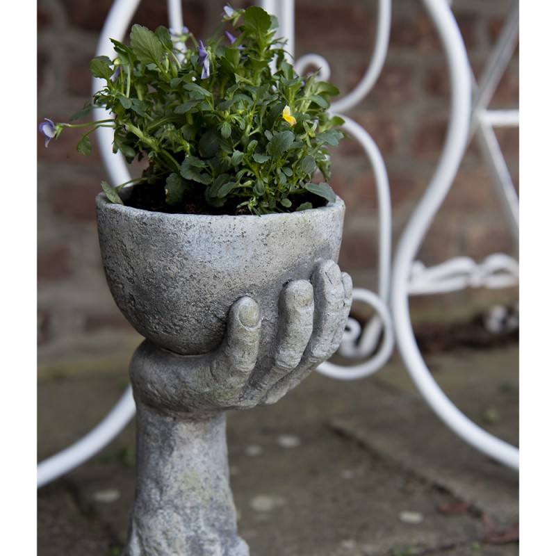 Clayre & Eef Blumentopf Hand 15x14x30 cm Grau Stein