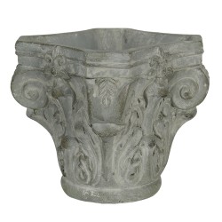 Clayre & Eef Blumentopf 17x17x16 cm Grau Grün Stein Quadrat