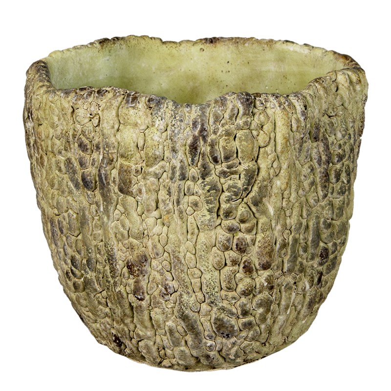 Clayre & Eef Pot de fleurs Ø 20x18 cm Vert Pierre Rond