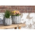 Clayre & Eef Fioriera Ø 19x16 cm Grigio Pietra Rotondo Piume